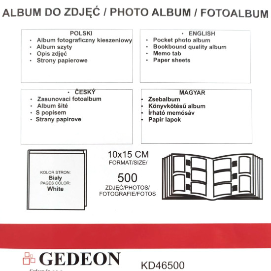 Фотоальбом 10x15см 500 фото GEDEON KD46500 ART02